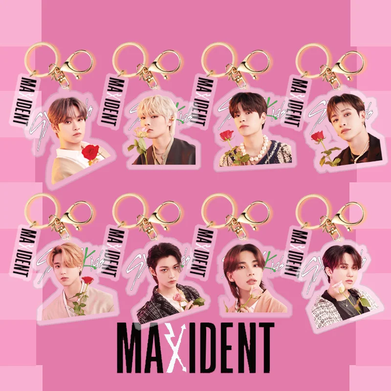 

KPOP Stray Kids new album MAXIDENT Acrylic double-sided print keychain charm backpack decorative collectibles fan birthday gift