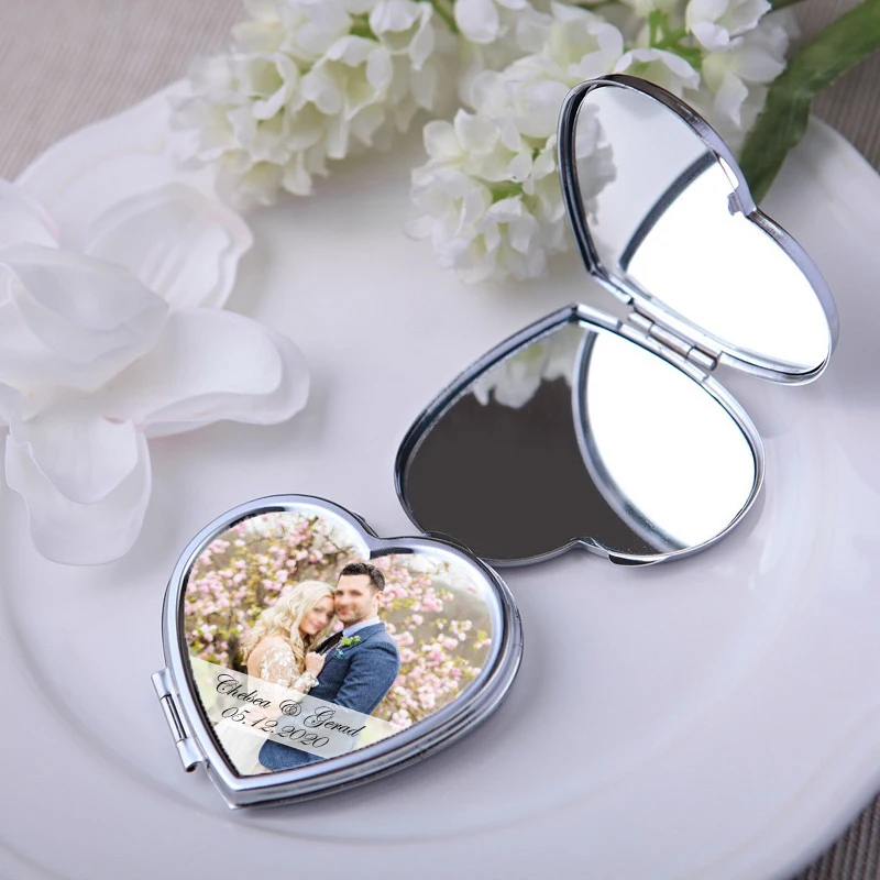 

Personalized Compact Mirror Wedding Favor Customized Photo Heart Shaped Pocket Purse Mirror Birthday Party Keepsake Wedding Gift