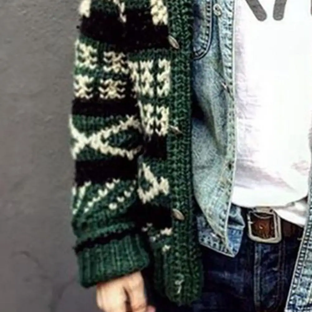 Winter Sweater Coat Jacquard Single-breasted Lapel Cardigan Buttons Cold-proof Soft Thick Men Winter Coat Male Clothes