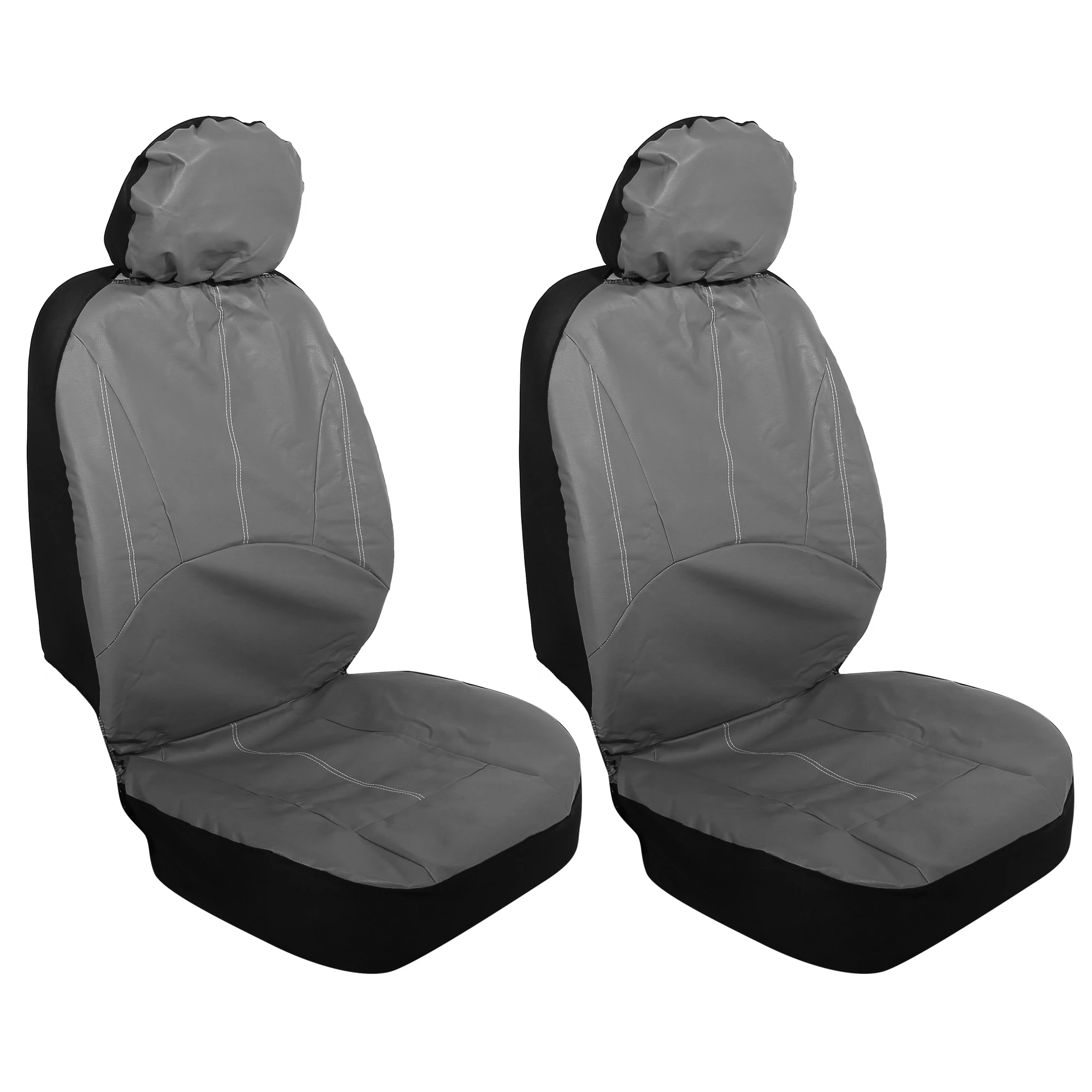 

4pcs Front Seat Covers Protector PU Leather Seat Cover Protector Pads Universal for Car Truck SUV Gray
