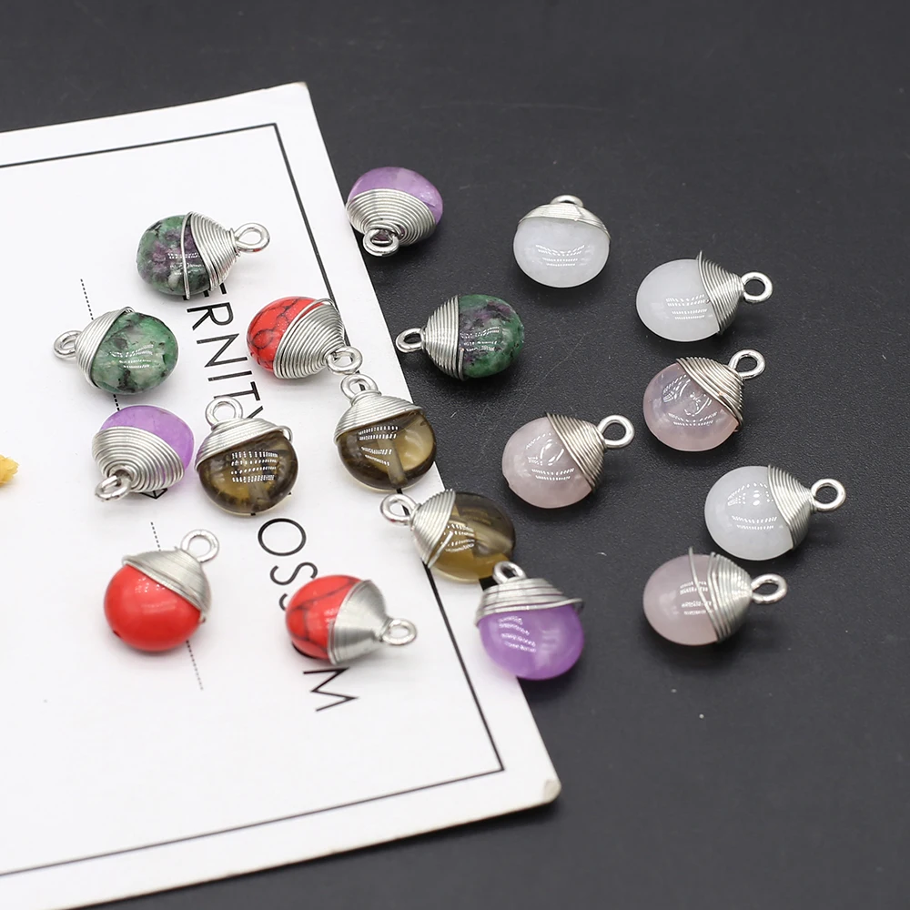 4 шт. натуральный камень розовый кварц аметист Круглая Серебряная проволока