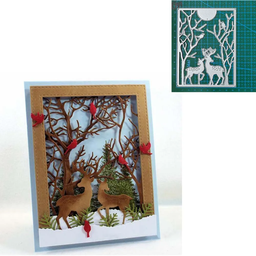 

Christmas Tree Animal Deer Frames Metal Cutting Dies Blade Punch Stencils Die Cut for DIY Scrapbooking Album Paper Card