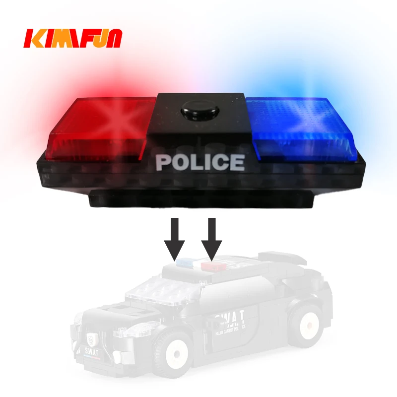 Строительный блок лампа красный и синий автомобиль имитация света аксессуары