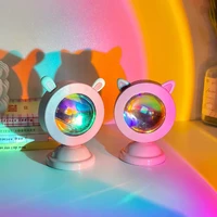 sunset projection lamp rainbow atmosphere night light sunset lamp for bedroom room decoration background wall usb table light