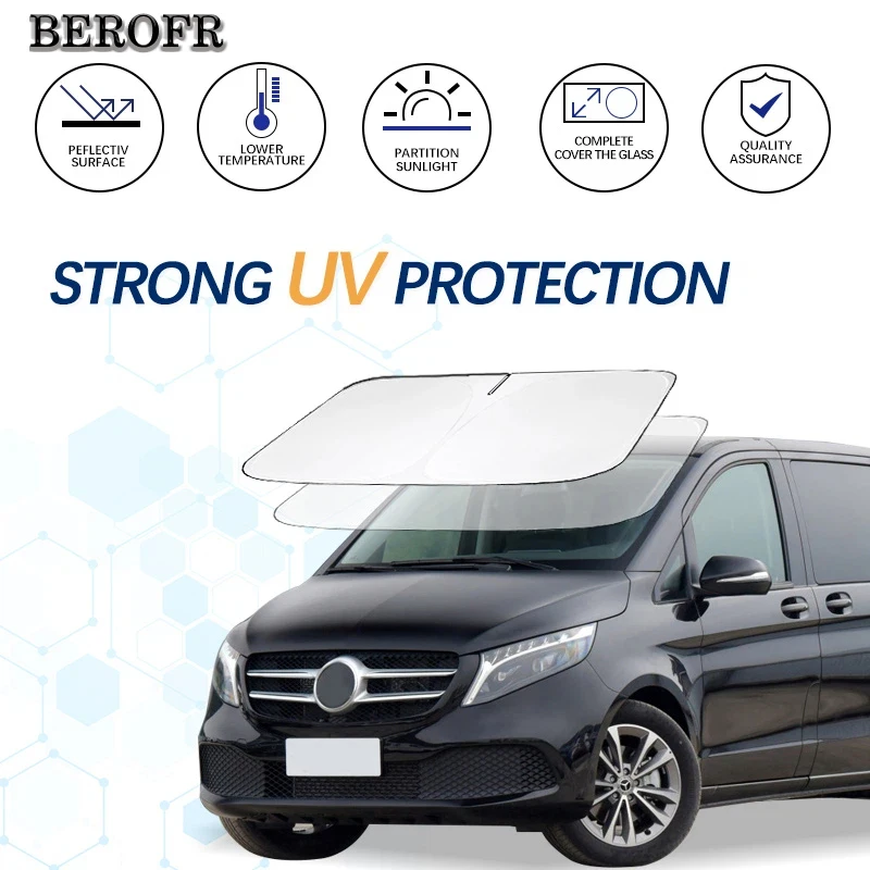 Фото Солнцезащитный экран для лобового стекла Mercedes Benz V-Class V260L W447 W448, складной, защищает от УФ-лучей, сохраняет прохладу №1
