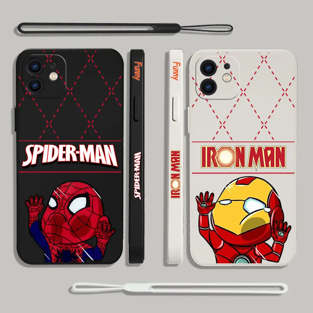 

Funny Marvel DC SpiderMan IronMan Phone Case For Samsung A53 A50 A12 A52S A51 A72 A71 A32 A22 A20 A30 A21S 4G 5G with Hand Strap
