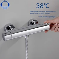 cecipa chrome brass thermostatic shower faucets 38%e2%84%83 safety lock wall mounted bathroom faucet tap