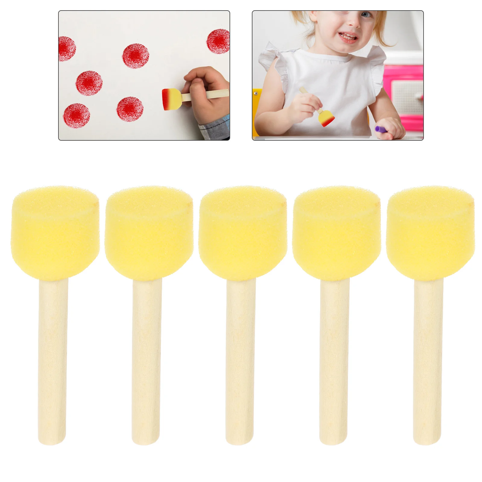 

20 Pcs Kids Paint Brush Mushroom Head Sponge Painting Graffiti Brushes Kits Tools Drawing Supplies Child