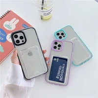 trend shockproof transparent tpu phone case with id credit card holder for iphone 13 12mini 11 pro max x xs xr 7 8 plus
