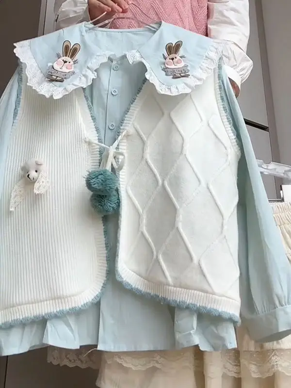 Милая милая японская лоскутная кружевная блузка с воротником Питера Пэна All M Acth