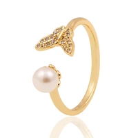 new womens fashion jewelry pearl butterfly open ring retro sweet ring accessories valentines day gift