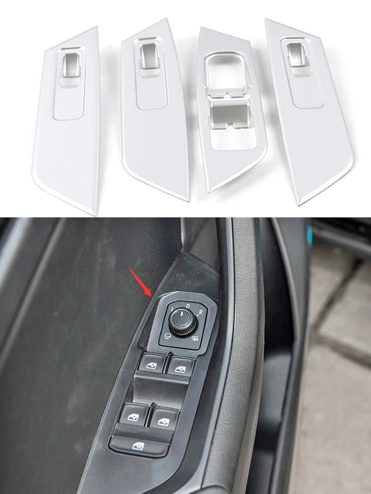 

Для Skoda Kodiaq GT 2017 2018 2019 2020 хромированный переключатель управления стеклоподъемником декоративная крышка Рамка для отделки автомобильные акс...