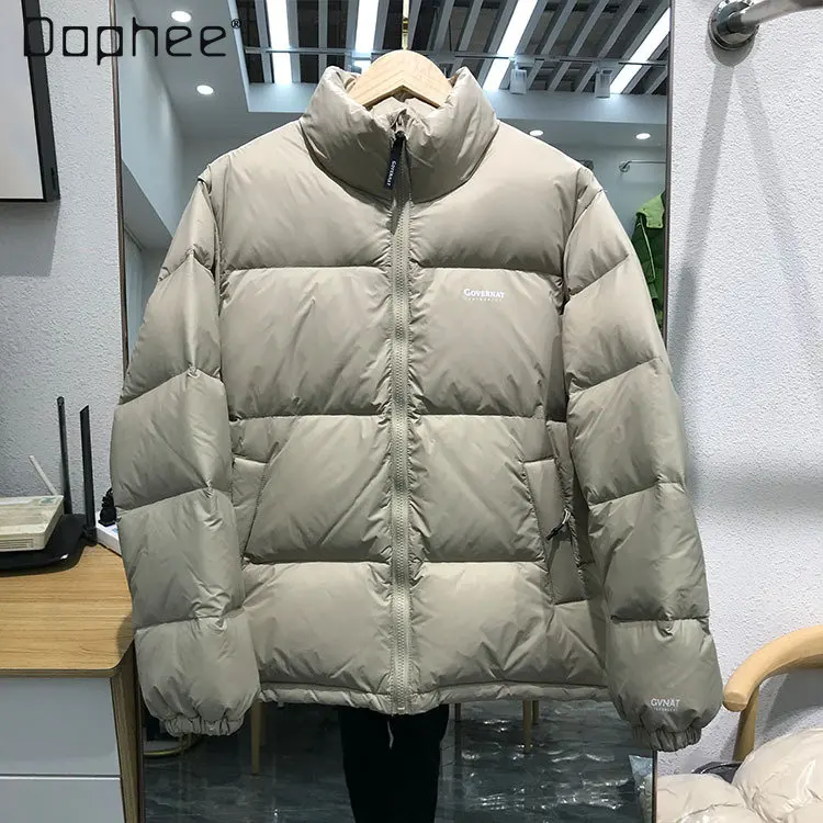 Fashion Brand Down Jacket for Women Short Winter Clothing New White Duck Down Bread Coat Stand-up Collar Thick Couple Coat