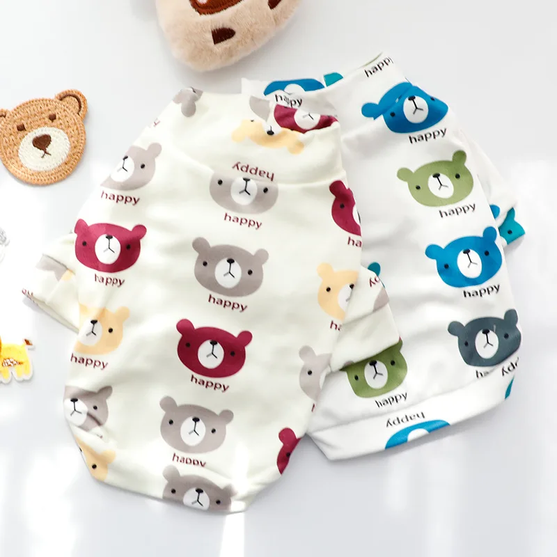 

Cartoon Dog Pet Clothing Bear Head Print Hoodies for Dogs Clothes Cat Small Cute Thin Velvet Autumn Winter Yorkshire Accessories