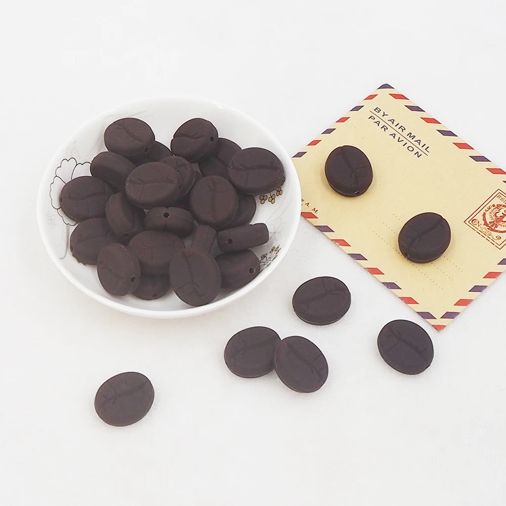 50 шт. силиконовые бусины в форме кофейных зерен