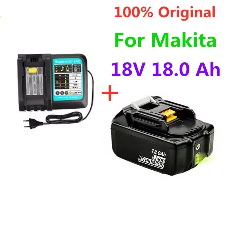 

2022 New 18V 18 0Ah Battery 8000mAh Li-Ion Battery Replacement Power Battery for MAKITA BL1880 BL1860 BL1830battery+ Charger