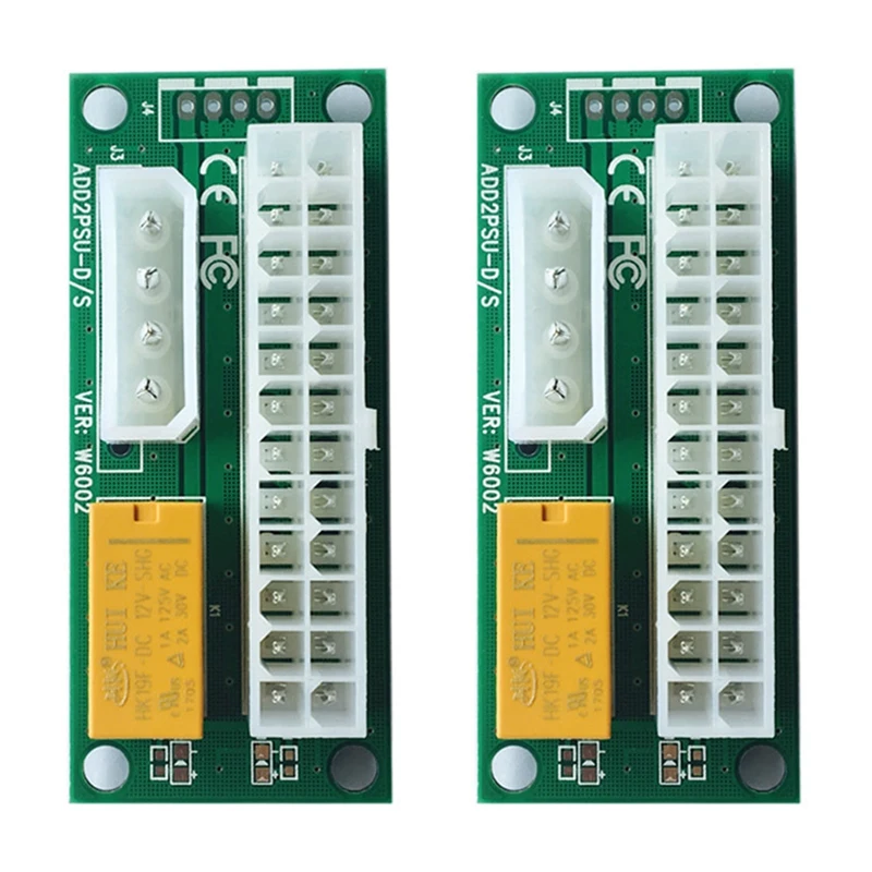 

2PCS Dual PSU Adapter ATX 24Pin To 4Pin Power Sync Starter Card ADD2PSU Riser Adapter Extender For BTC Miner Mining