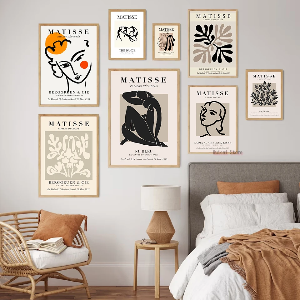 Henri Matisse Poster Print Set Wall Art Minimalist Art Female Body Leaf Art Canvas Wall Picture For Living Room Home Decor Gift