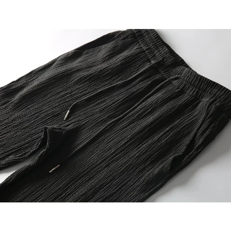 Men's Casual Two Piece Sets 2023 Summer Men Fashion Classic Shirt Solid Color Homewear Drawstring Pants Set Men Clothing Suit