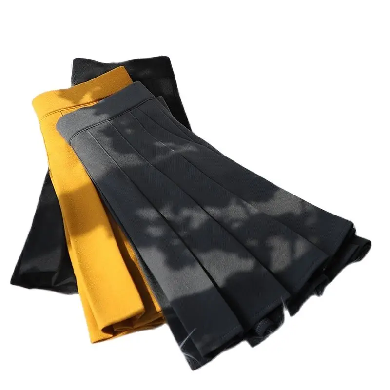 

Юбка, которая выглядит как юбка, женская осенняя одежда 2023, элегантная женская японская модная желтая искусственная юбка для женщин
