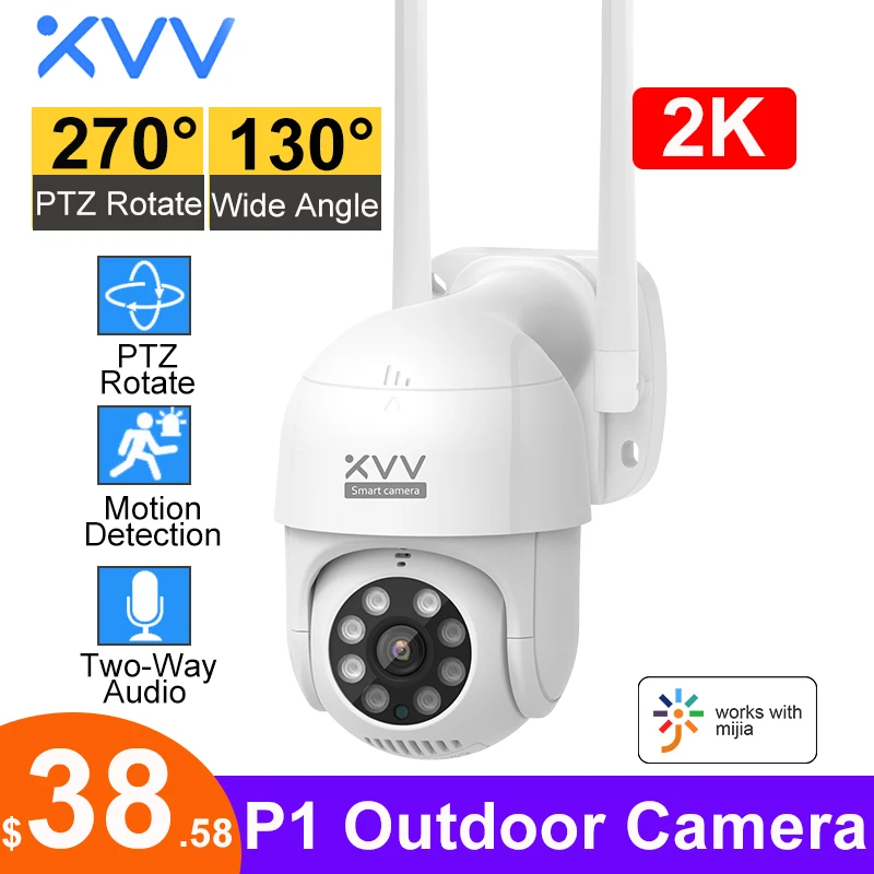 

Xiaovv Smart P1 Outdoor Camera 2K 1296P 270° PTZ Rotate WiFi CCTV Webcam Humanoid Detect Waterproof Security Cameras For Mi Home