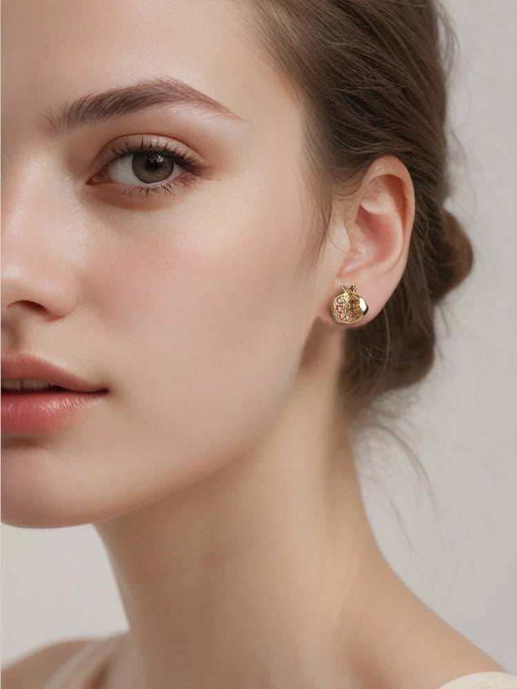 Женские серьги-гвоздики Bensheng с гранатом стерлинговое серебро 925 французские