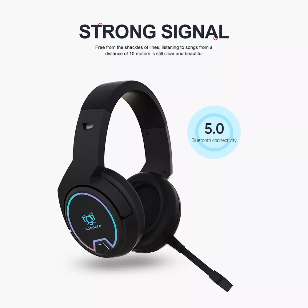 

NEW2023 RGB Headphones Stereo Sound Over Ear Bluetooth-compatible 5.0 Wireless Gaming Earphones Active Noise-Cancellation for Co