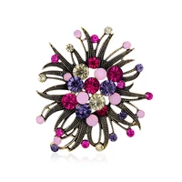 tulx big colorful crystal brooch for women elegant badge bouquet rhinestone brooches and pins scarf dress decor jewelry