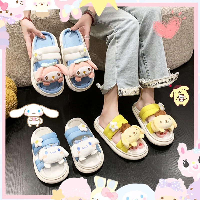 

Sanrioed Slipper Kawaii Plush Doll Summer Cartoon Sandals Soft Non-Slip Anime Cinnamoroll My Melody My Melody Cute Girls Gifts