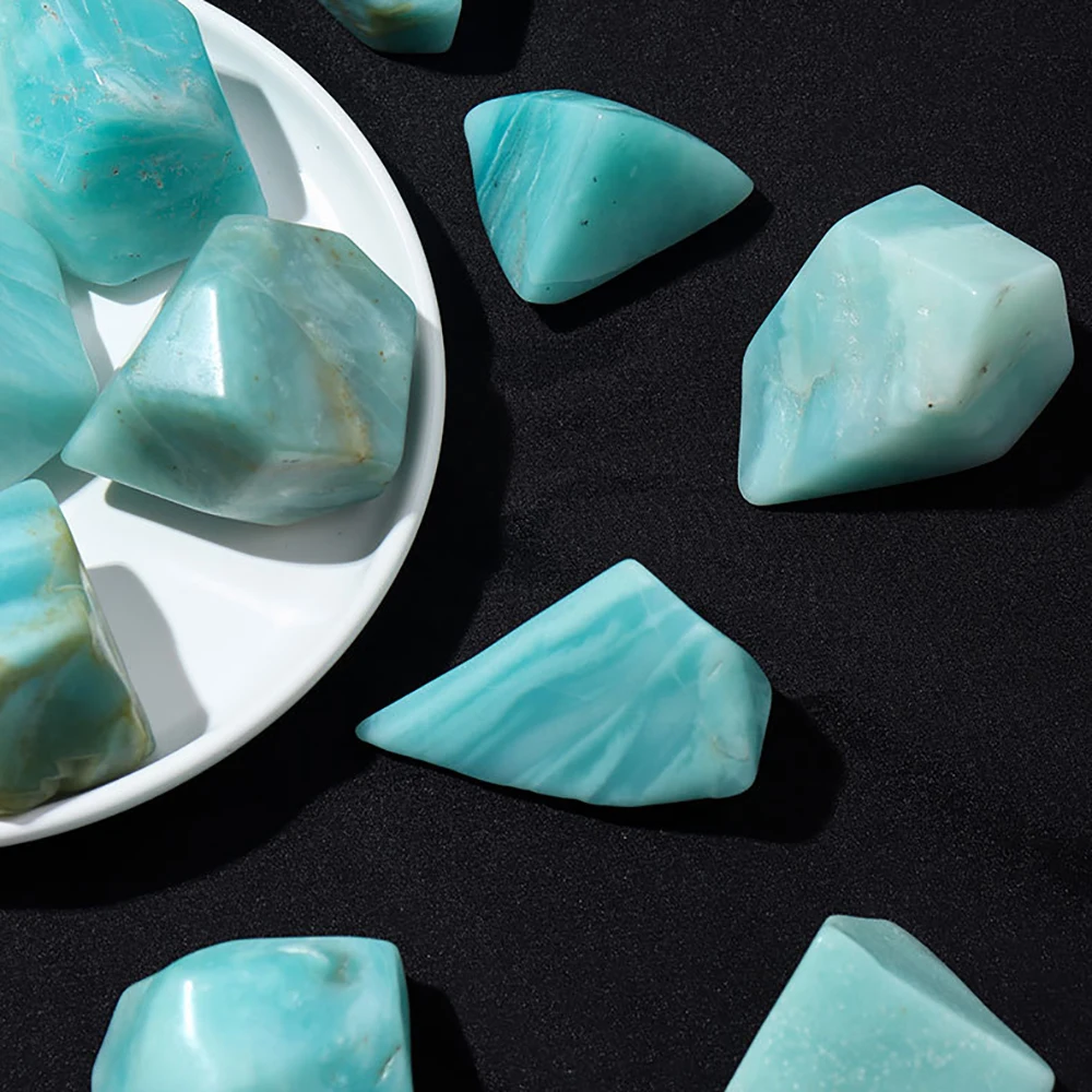 Natural Crystal Gemstone Rough Amazonite Stone Irregular Geometric Polished with Shape Decorative Ornaments Gift Making