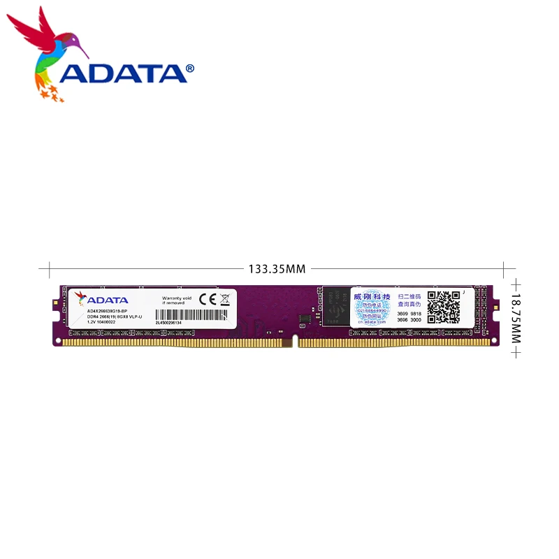 Оригинальная память ADATA Desktop Memoria RAM DDR4 2666 МГц 4 ГБ 8 VLP U-DIMM 288 Pin случайный доступ