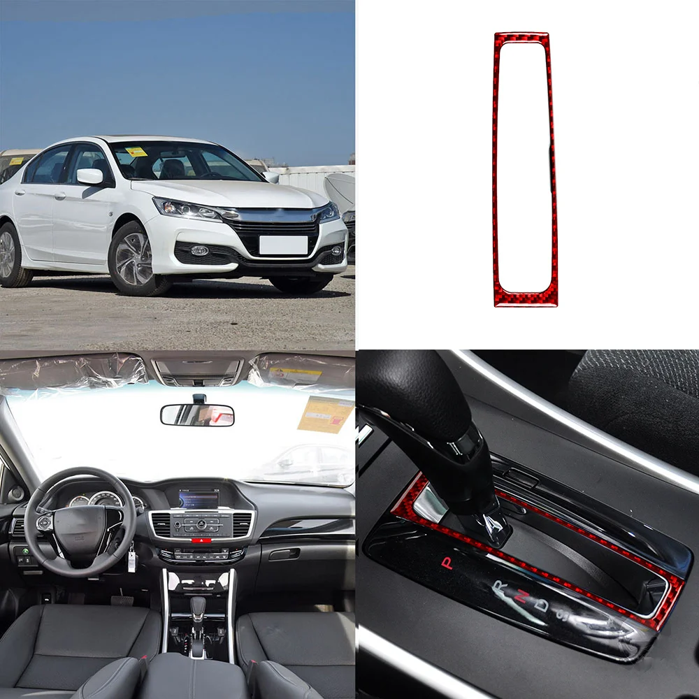 

Красное Настоящее углеродное волокно для Honda Accord, автомобильный индикатор переключения передач, рамка, декоративные наклейки, аксессуары для модификации автомобиля