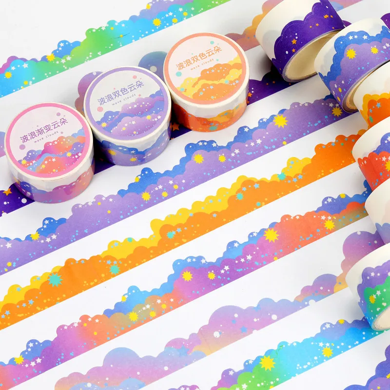 

Fantasy Gradient Cloud Tape Hand Account Sticker Wave Landscaping and Paper Material Special-shaped Sticker DIY Toy Kawaii Gift