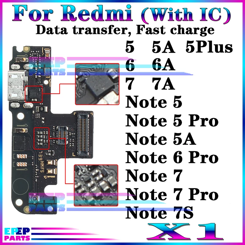 Charger Port Jack Dock Connector Flex Cable for Xiaomi Redmi Note 5 5A 5Plus 6 6A 7 7A 7S Pro Charging Board Module Usb Part