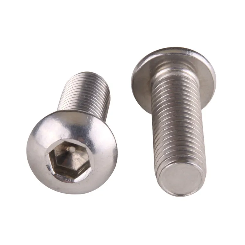

10pcs Mushroom Half Round Head Screw M8 Allen Bolt Hexagon Socket Hex Head Bolt GB70.2 A2 304 Stainless Steel L=12-50mm 16mm