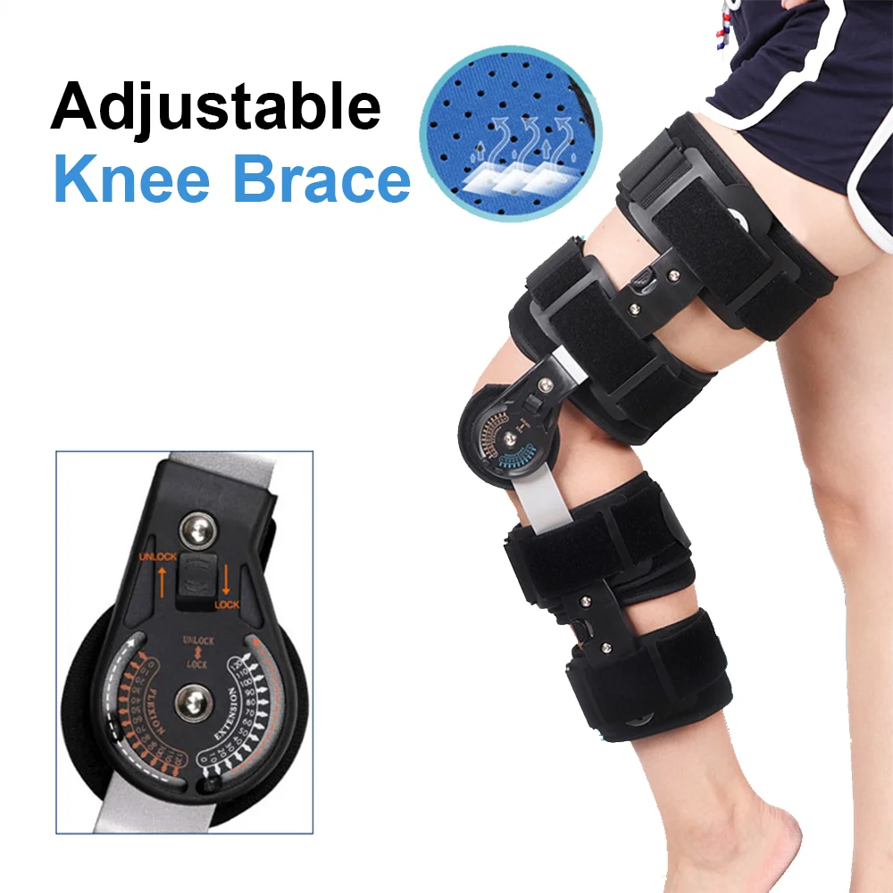 Medical Adjustable Knee Fixed Support Brace Joint Leg Orthotic Support Protector Stabilizer for Fracture Fix Sports Protection