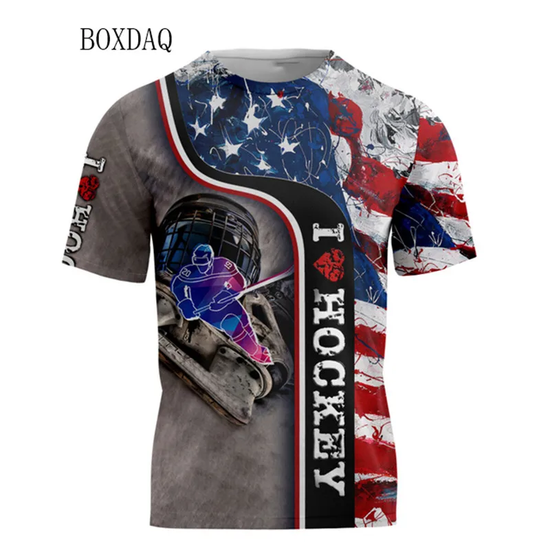 

Men's T-shirts 3d Graphic Beautiful Hockey Printed Sports Tops Short Sleeve Street Oversized Man Tees Plus Size 6XL Summer Top