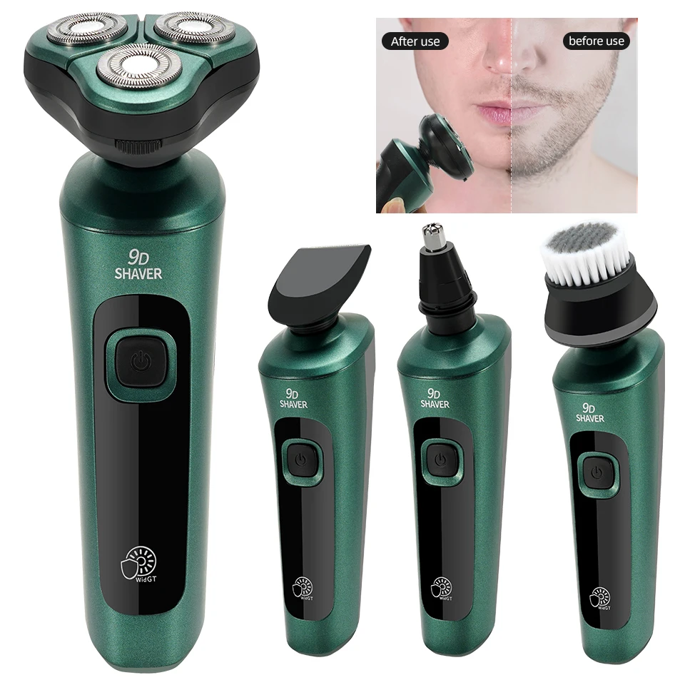 Lcd Digital Display Three-head Floating Razor Usb Rechargeable Washing Multi-function Beard Knife