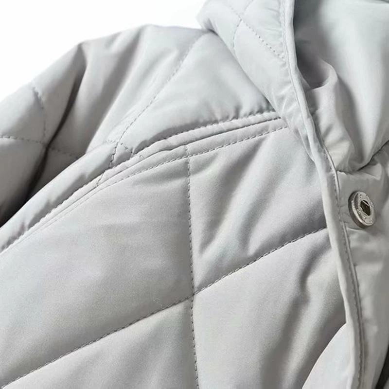 2022 Autumn Winter Women Gray Oversize Long Parkas Thick Ins Style Sleeve Buttons Pockets Female Warm Coat