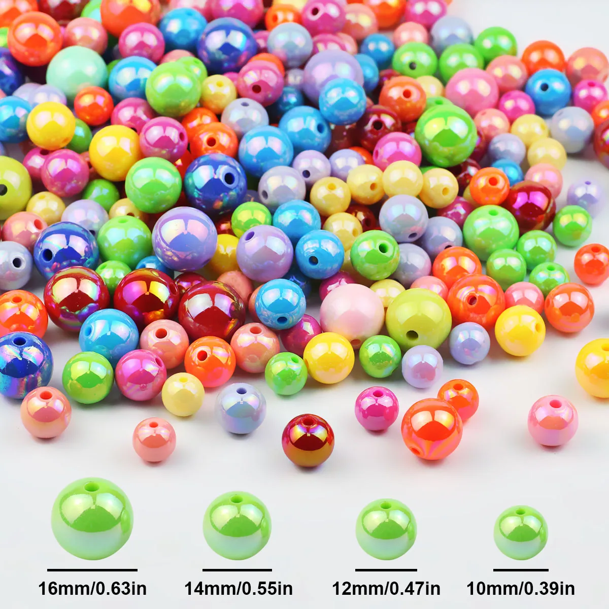 Многоцветные акриловые гладкие шариковые бусины CCB круглые разделители