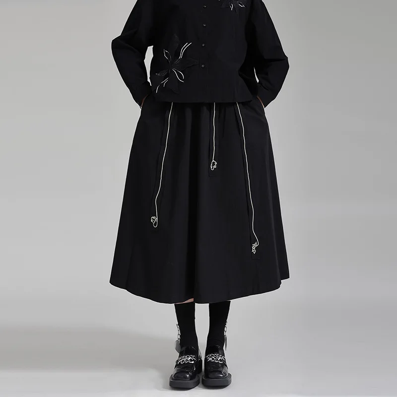 Женская юбка-трапеция с вышивкой Johnature повседневная трапециевидная юбка