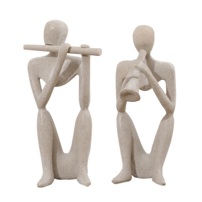 

Фигурка из минималистского песчаника для украшения стола, Декор для дома и офиса, золотой музыкальный инструмент, статуэтка для портрета из...