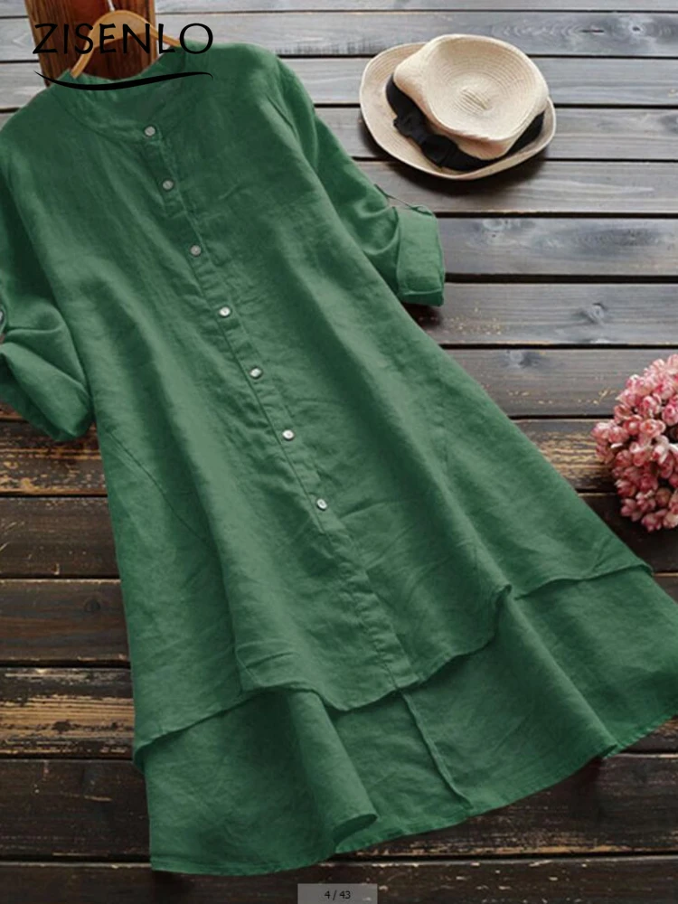 Женская футболка с длинным рукавом из хлопка и льна |