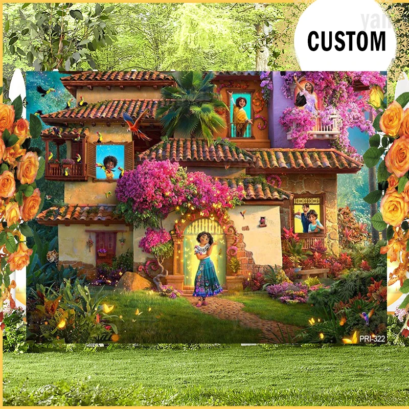 Disney Cartoon Encanto Mirabel Theme Background Girl Boy Party Decoration Banner Kids Girls Birthday Baby Shower Photo Backdrop