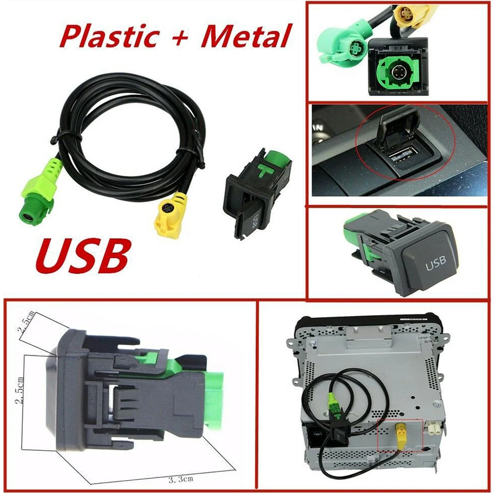 

New USB Port Car Switch Socket with Cable for Volkswagen RCD510 RCD310 Golf / GTI / R MK5 MK6 Jetta 5KD035724 Auto Accessories