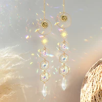hanging crystal prism sun catcher boho feng shui metal crystals window wind chime pendant for home office garden decoration gift