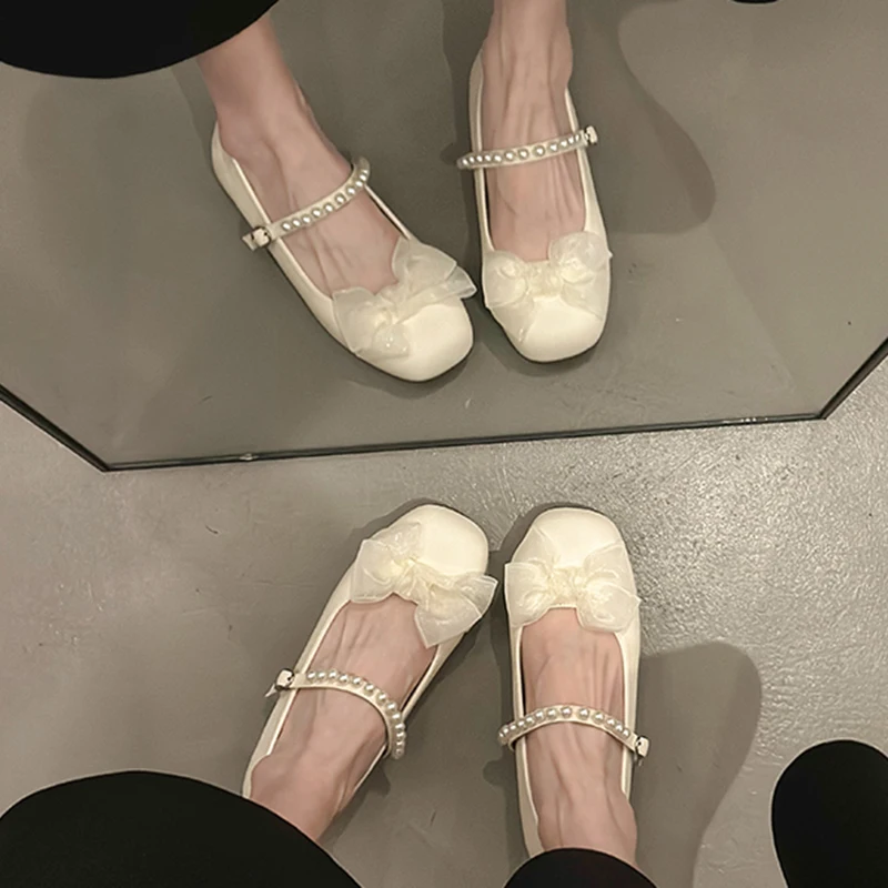 Мягкие элегантные туфли с бантом женские оксфорды на плоской подошве украшенные