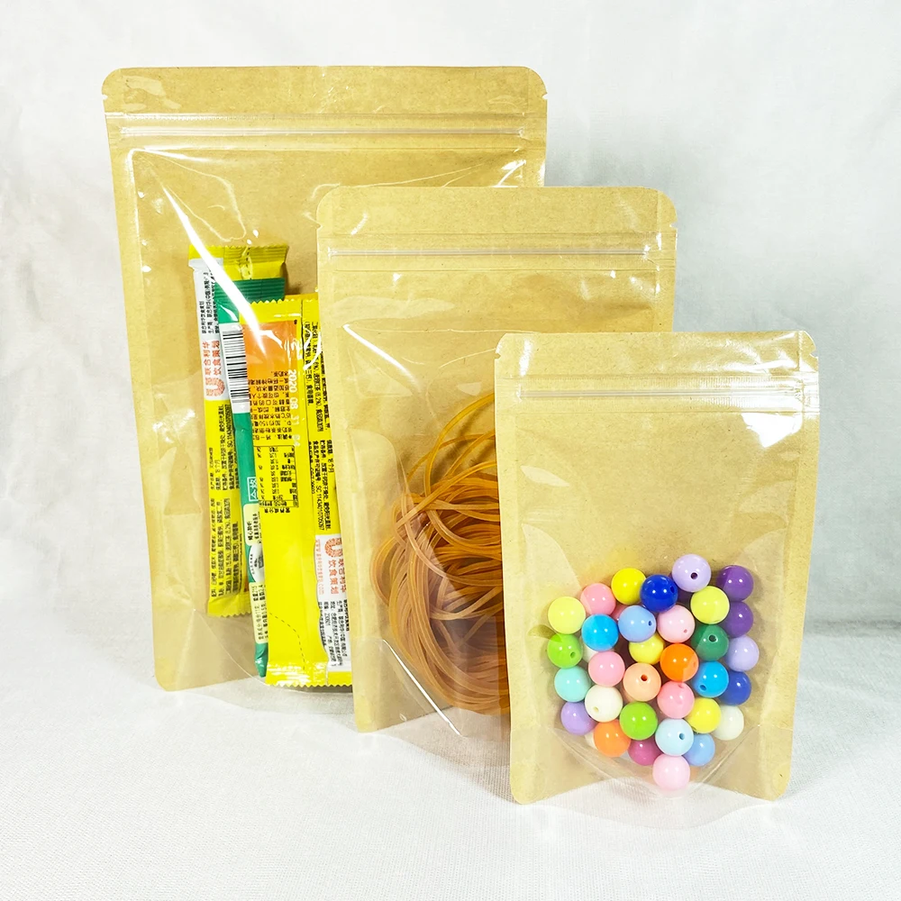 Бесплатная доставка прозрачные пластиковые пакеты на молнии из крафт-бумаги с