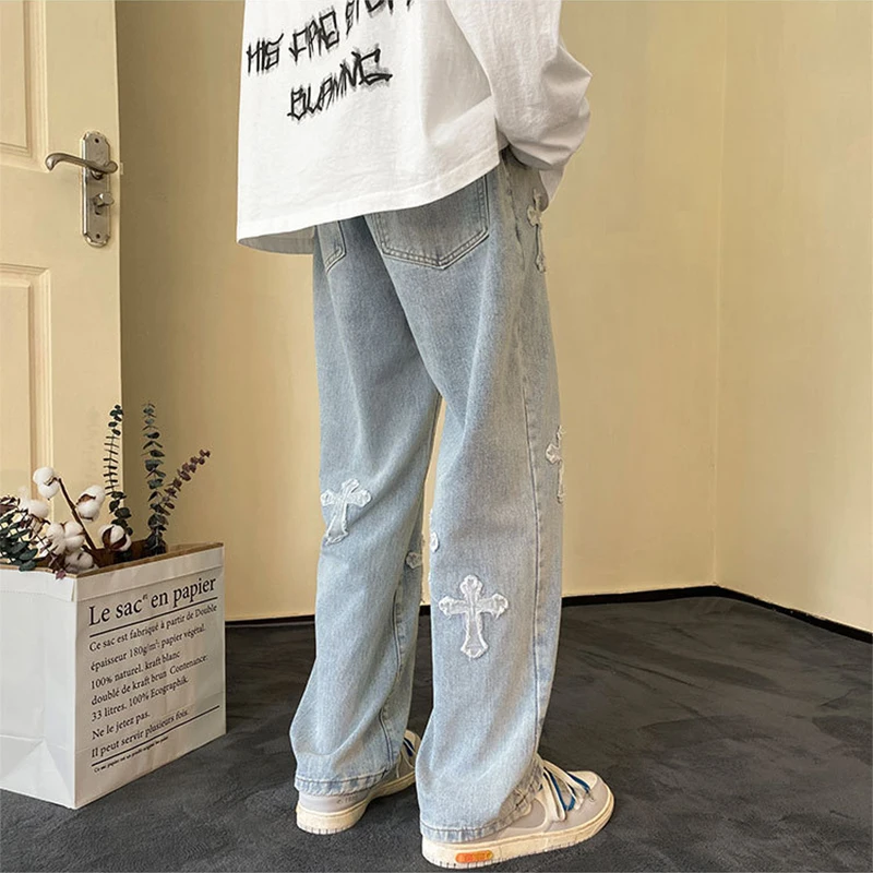 Y2K Retro Men's Streetwear Loose Jeans Trousers Crossover Hip Hop Men's Loose Jeans Pants Ladies Oversized Boyfriend Jeans Jeans