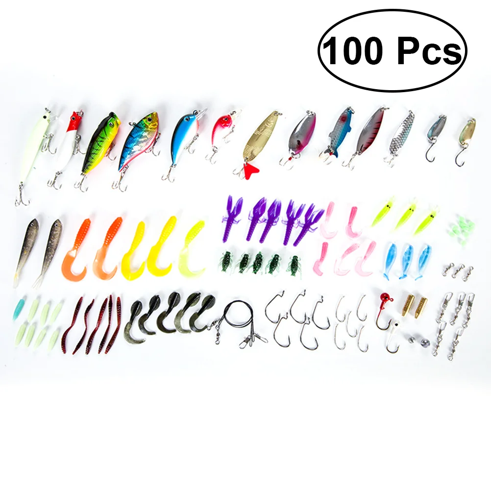 

100 PCS Fishing Lures Artificial Crank Bait Tackle Box Topwater Lures for Husband Fishermen Son Father Boyfriend